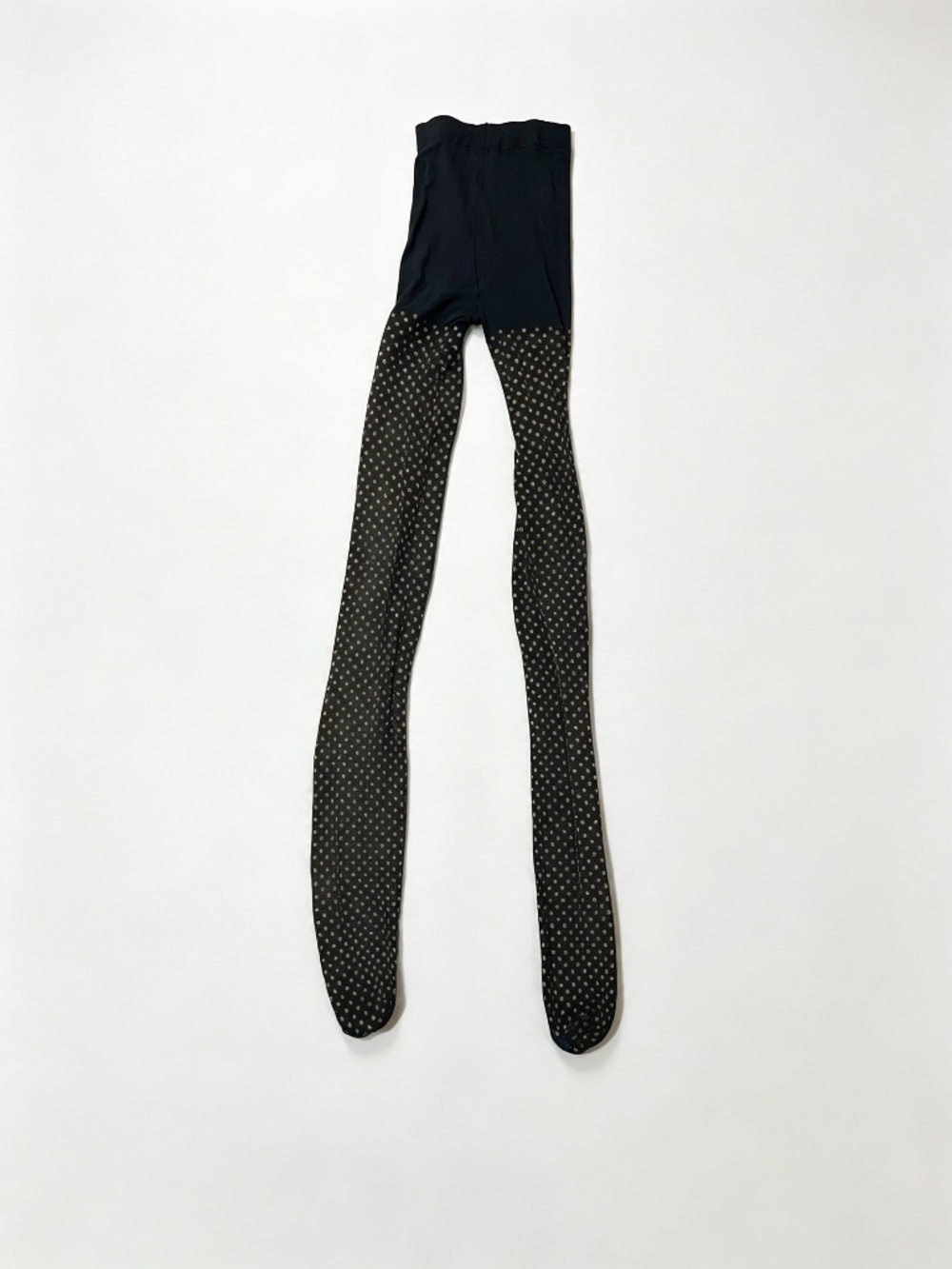 Vintage Nordstrom Rare Dark Grey-Green Gold Polka Dot Tights | L-XL